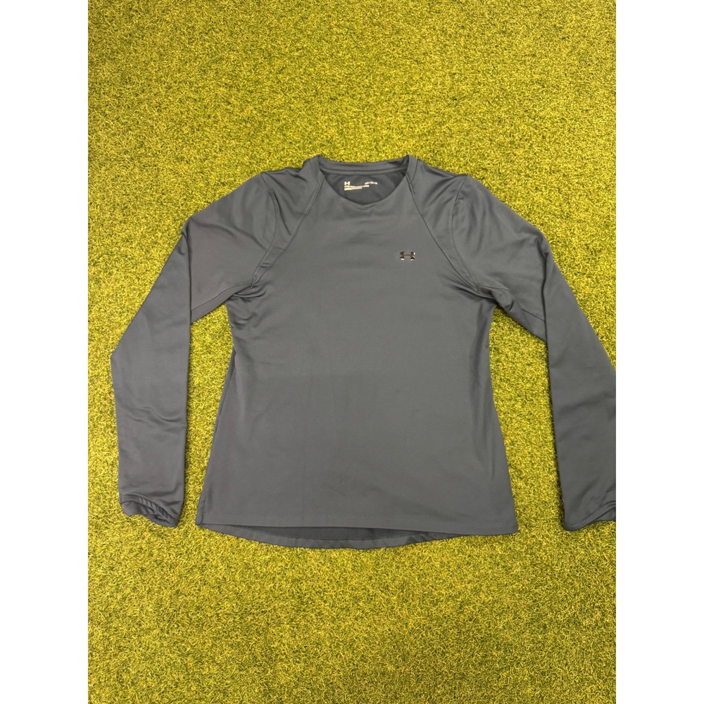 Under Armour Mens Fitted Long Sleeve Training Shirt Gray Medium HeatGear Top